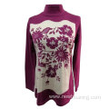 Winter Half Turtleneck Purple Pattern Cardigan